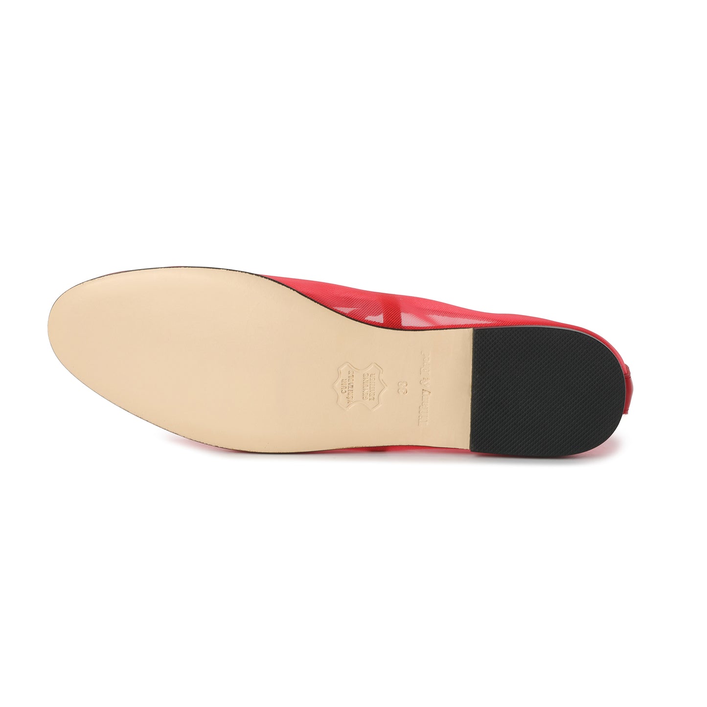 Red Mesh Mary Jane Flat with Leather Trim