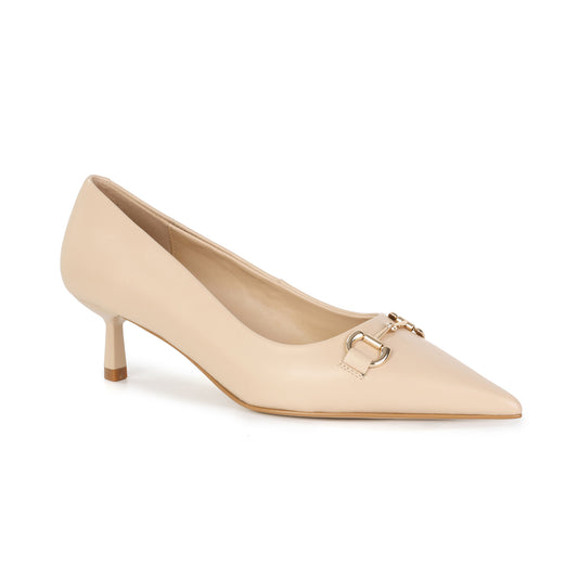 Beige Leather Heritage Kitten Heel