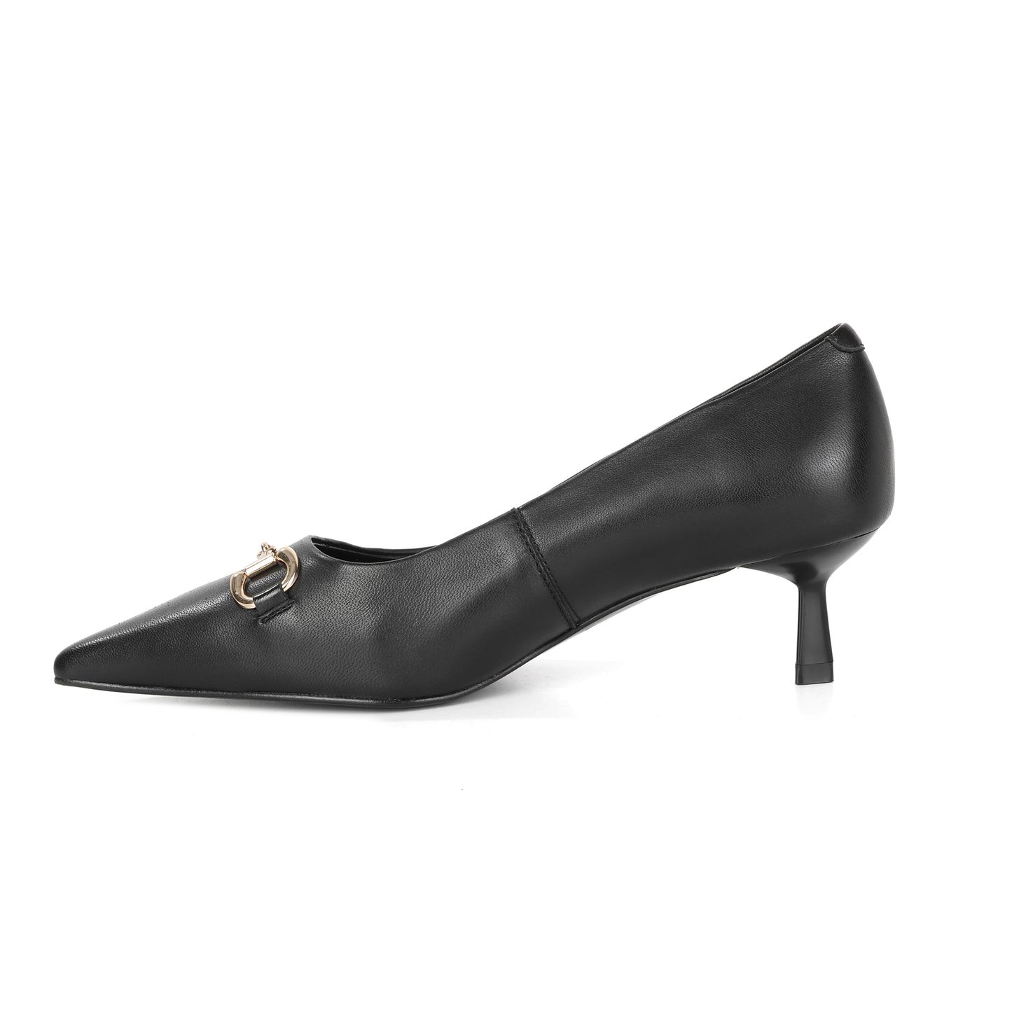 Black Leather Heritage Kitten Heel