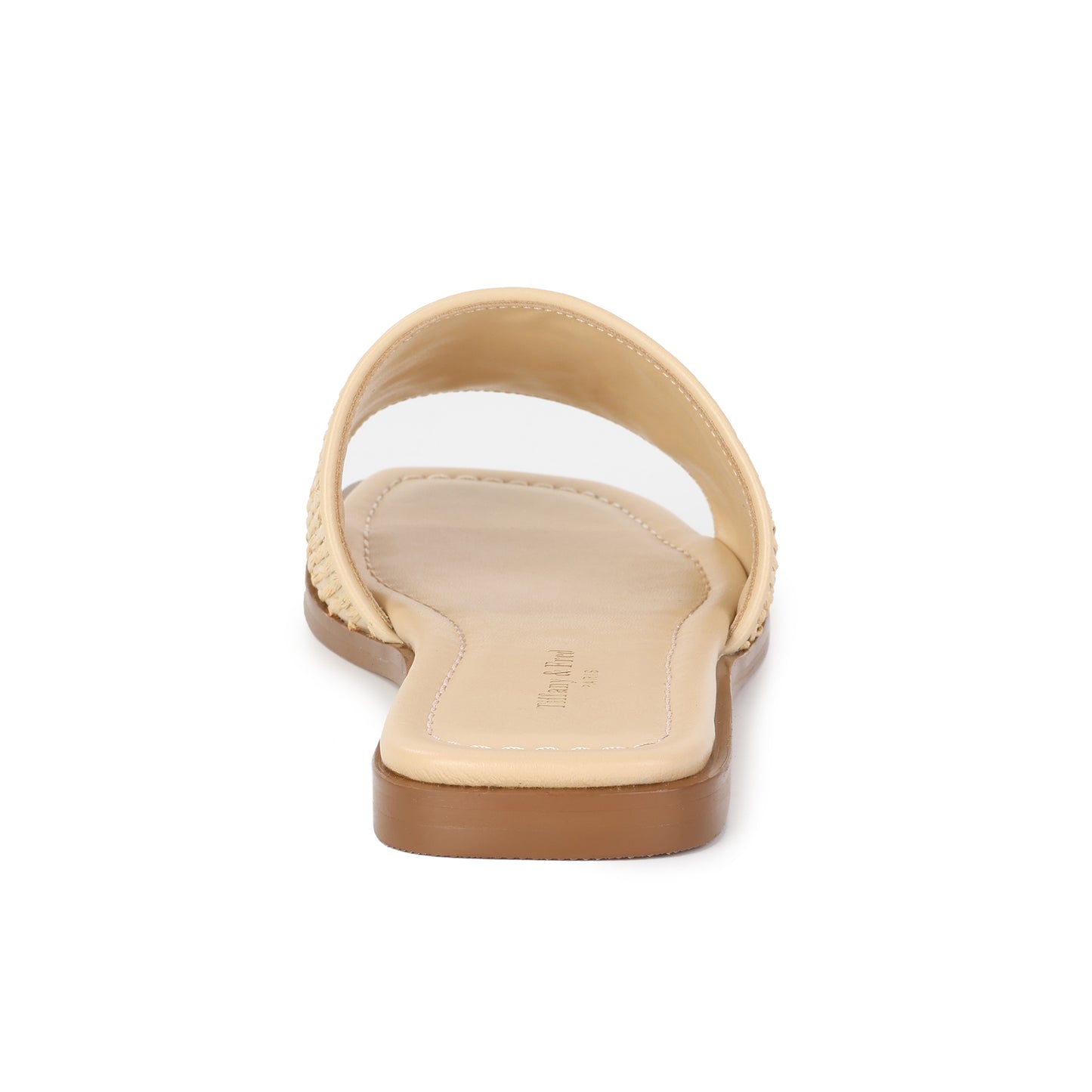 Beige Leather and Raffia Woven Sandal with Logo Accent