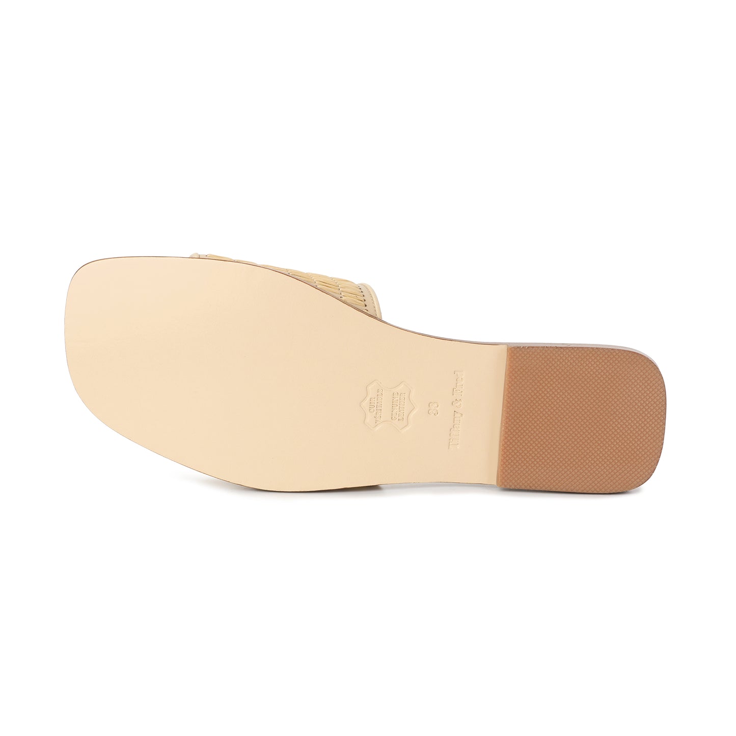 Beige Leather and Raffia Woven Sandal with Logo Accent