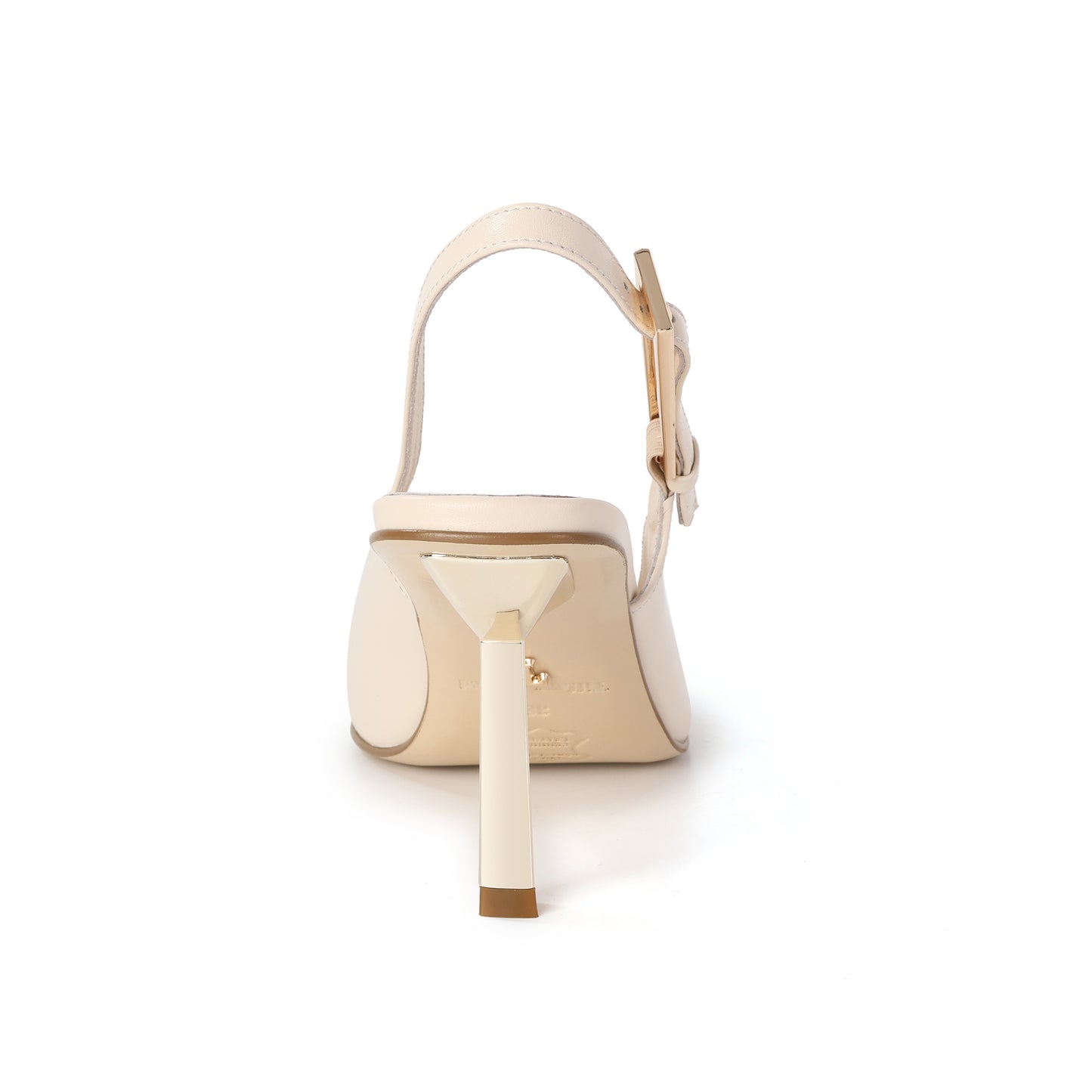 White Leather Silhouette Slingback Pumps with Logo Accent