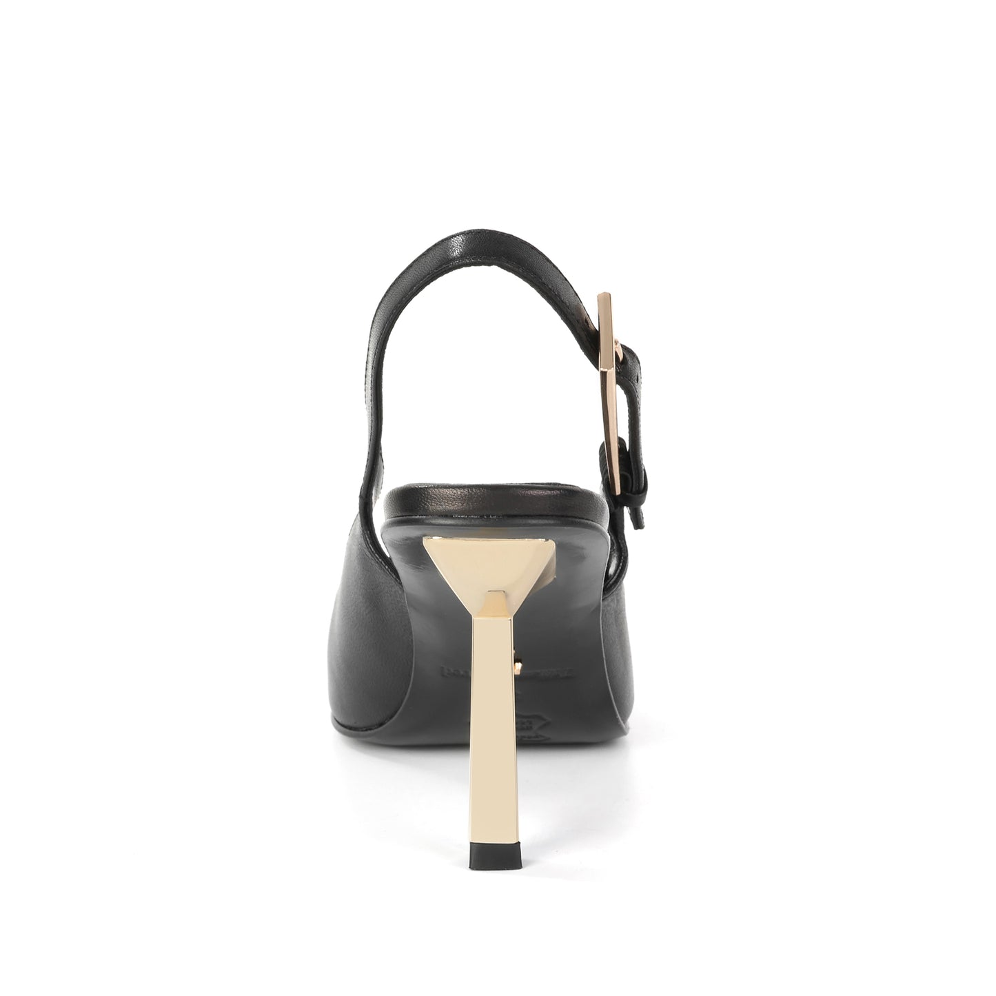 Black Leather Silhouette Slingback Pumps with Logo Accent