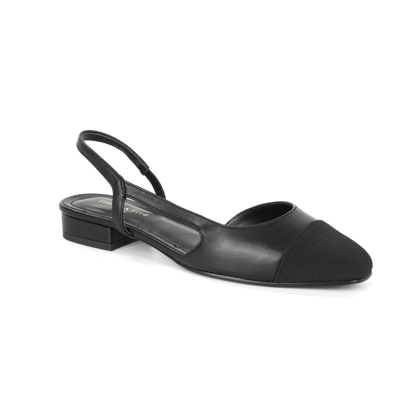 Black Leather Silhouette Slingback Heeled Flat