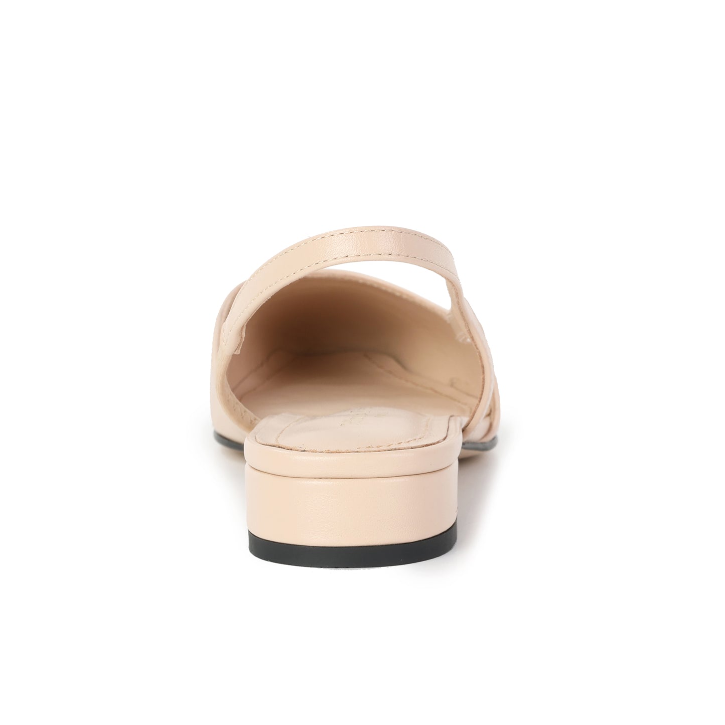 Beige/Black Leather Silhouette Slingback Heeled Flat