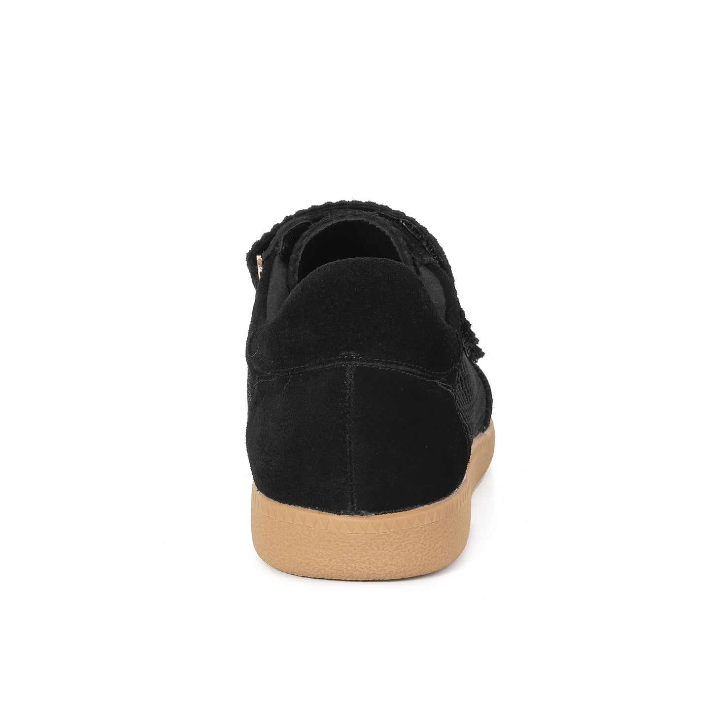 Black Suede Leather Triple-Strap Mesh Sneakers