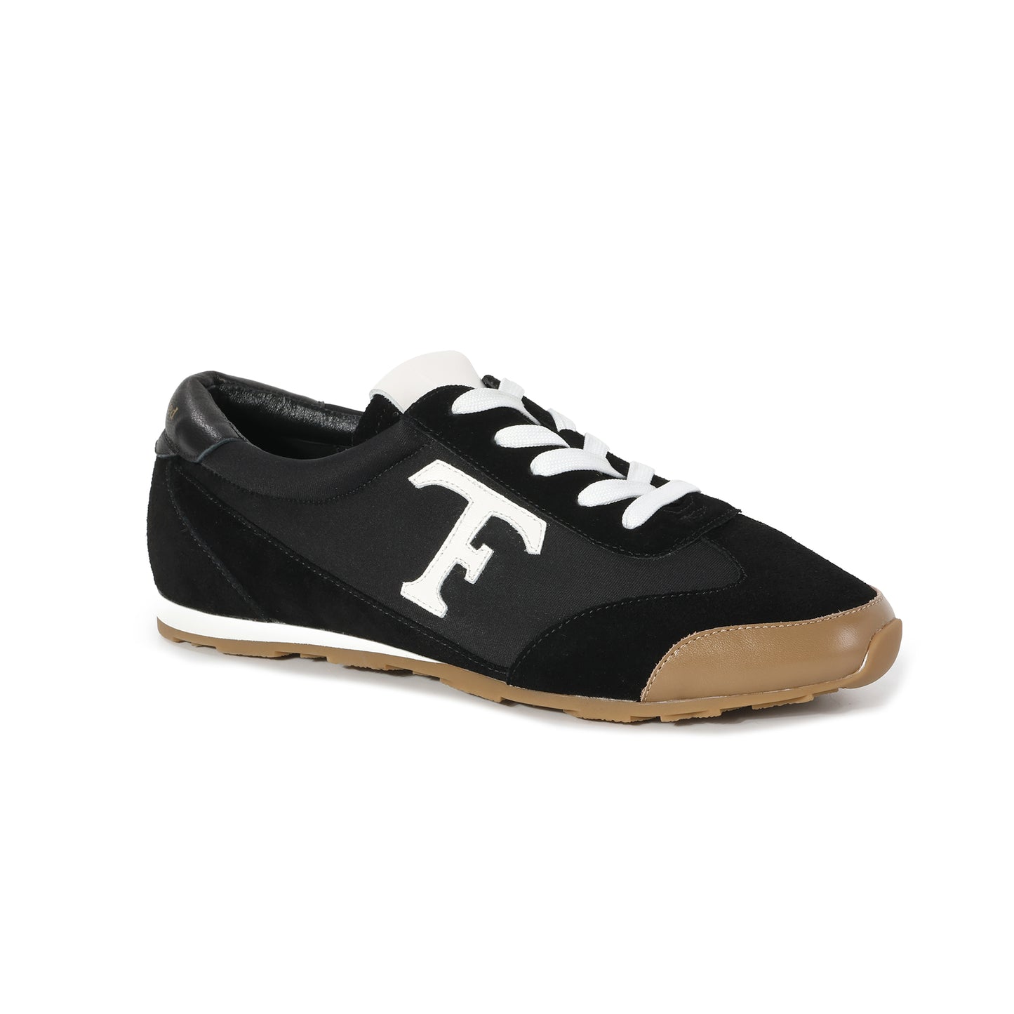 Black Leather Varsity Low-Top Sneakers