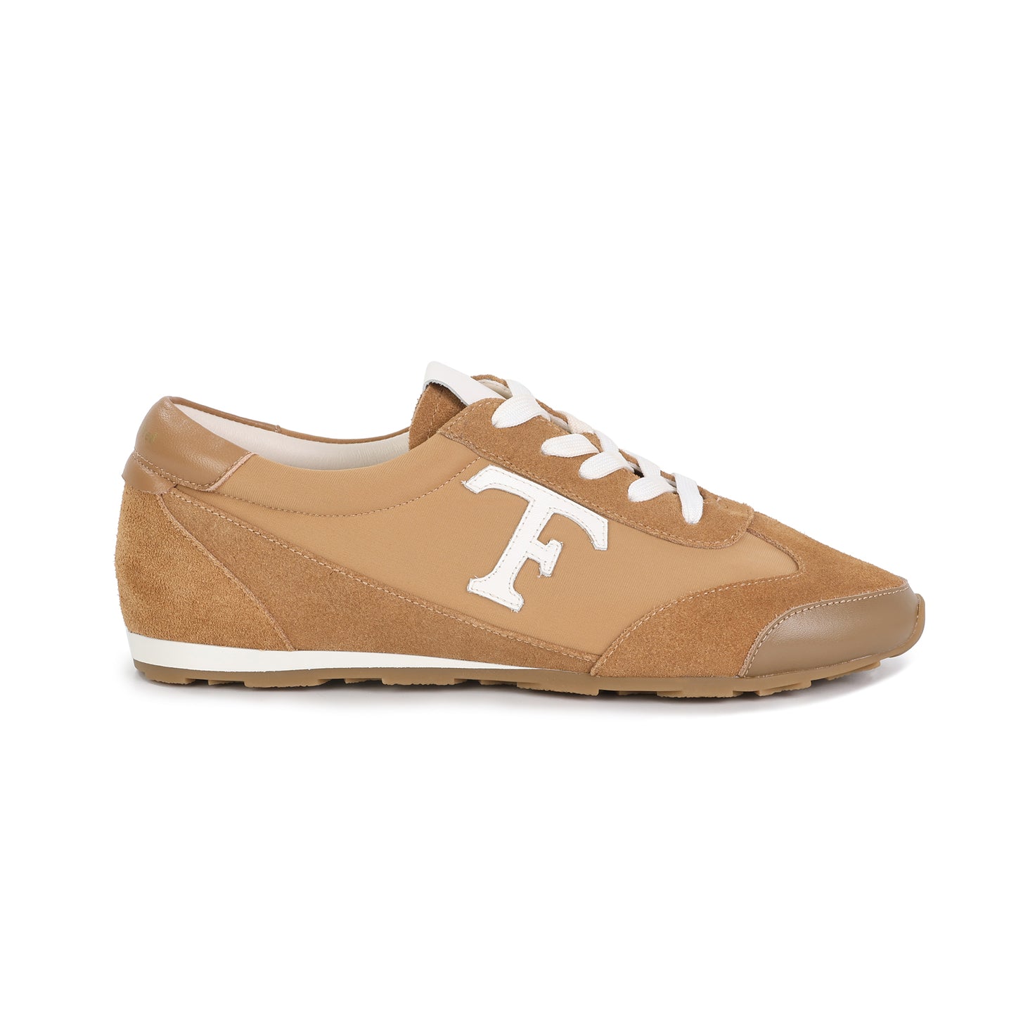 Beige Leather Varsity Low-Top Sneakers