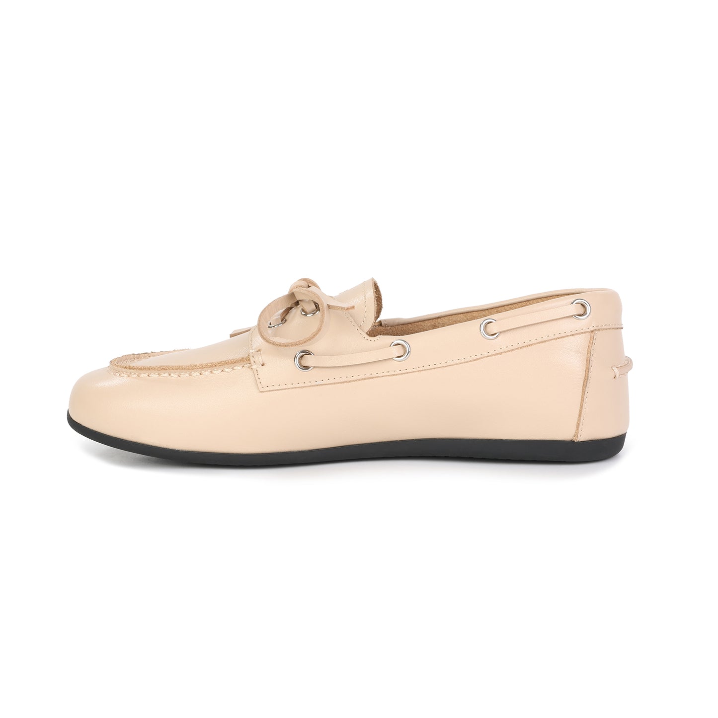 Beige Leather Heritage Boat Shoe Loafer