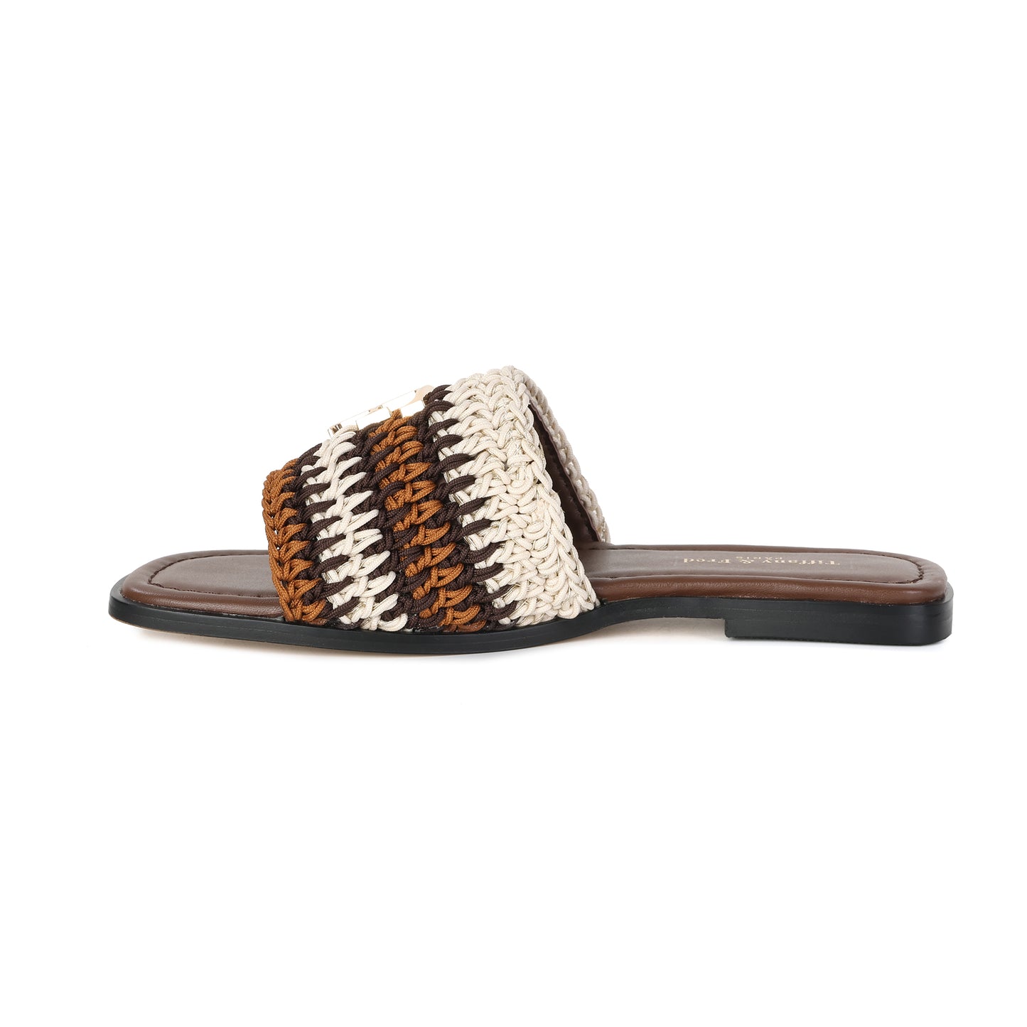 Tan Amalfi Crochet Raffia and Leather Sandal