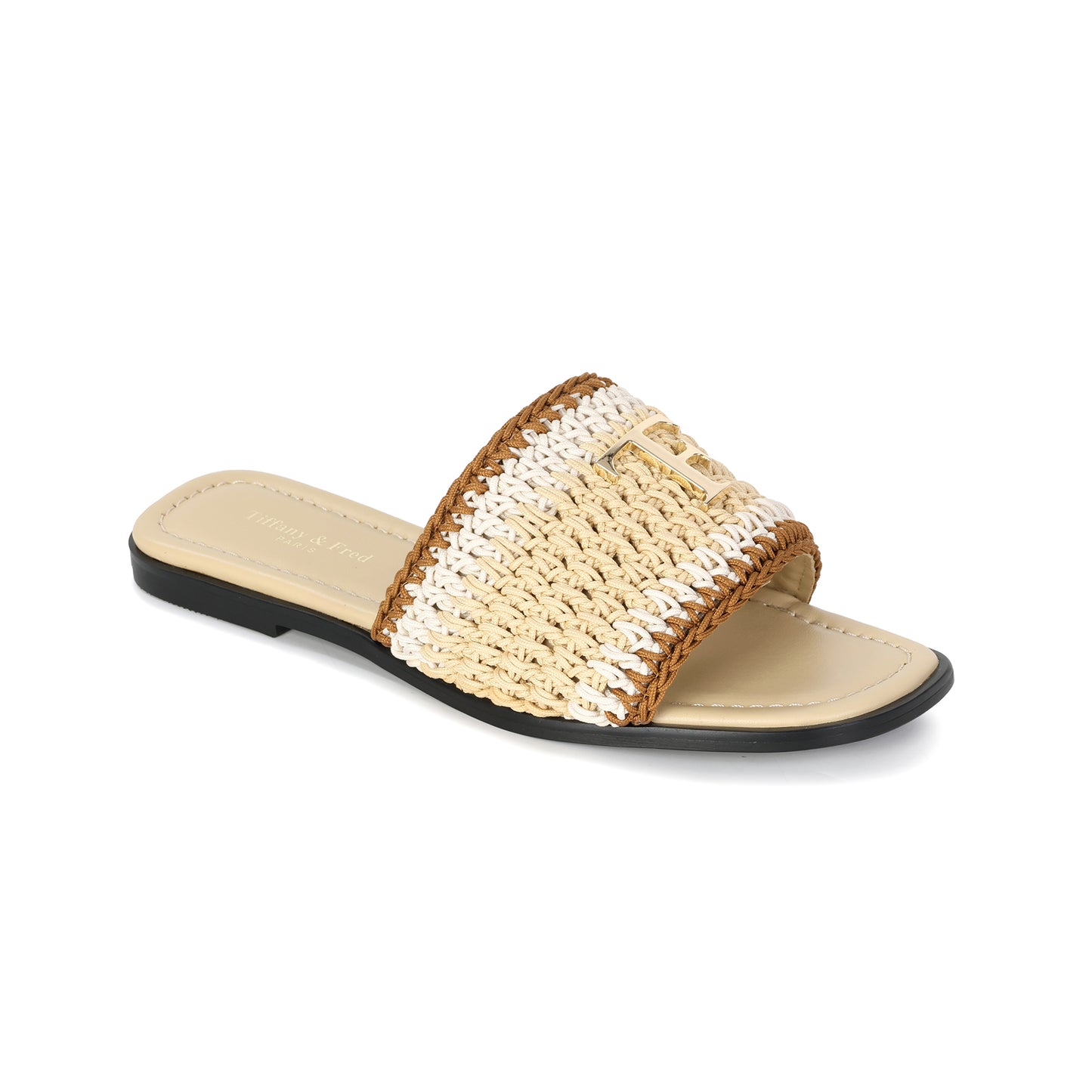Natural Raffia Amalfi Crochet Raffia and Leather Sandal