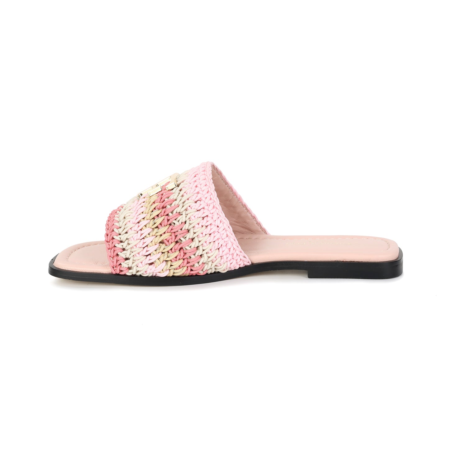 Blush Amalfi Crochet Raffia and Leather Sandal