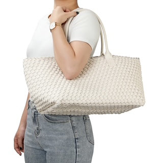 Large Hand-Woven Leather Tote Bag