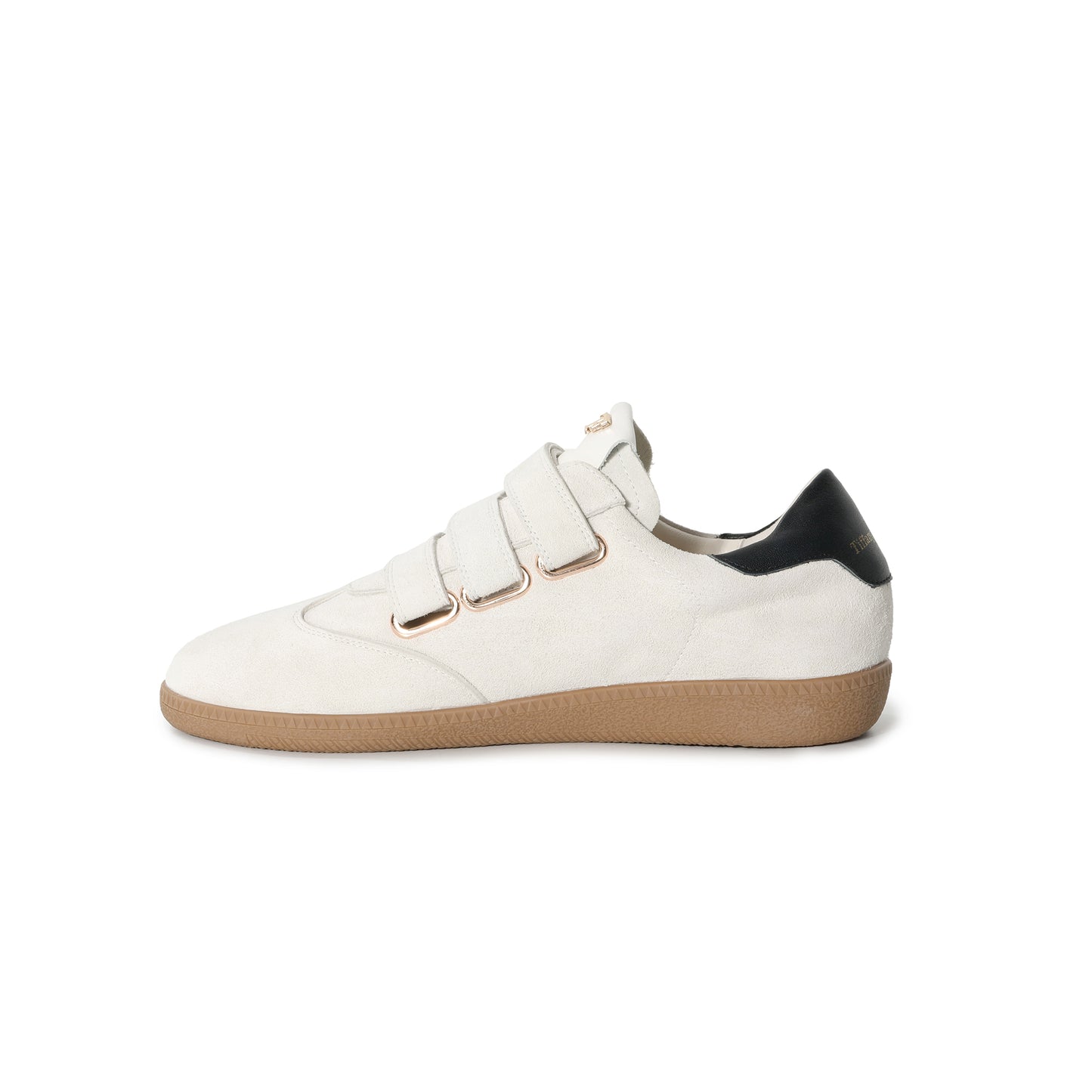 Ivory Triple-Strap Suede Sneaker