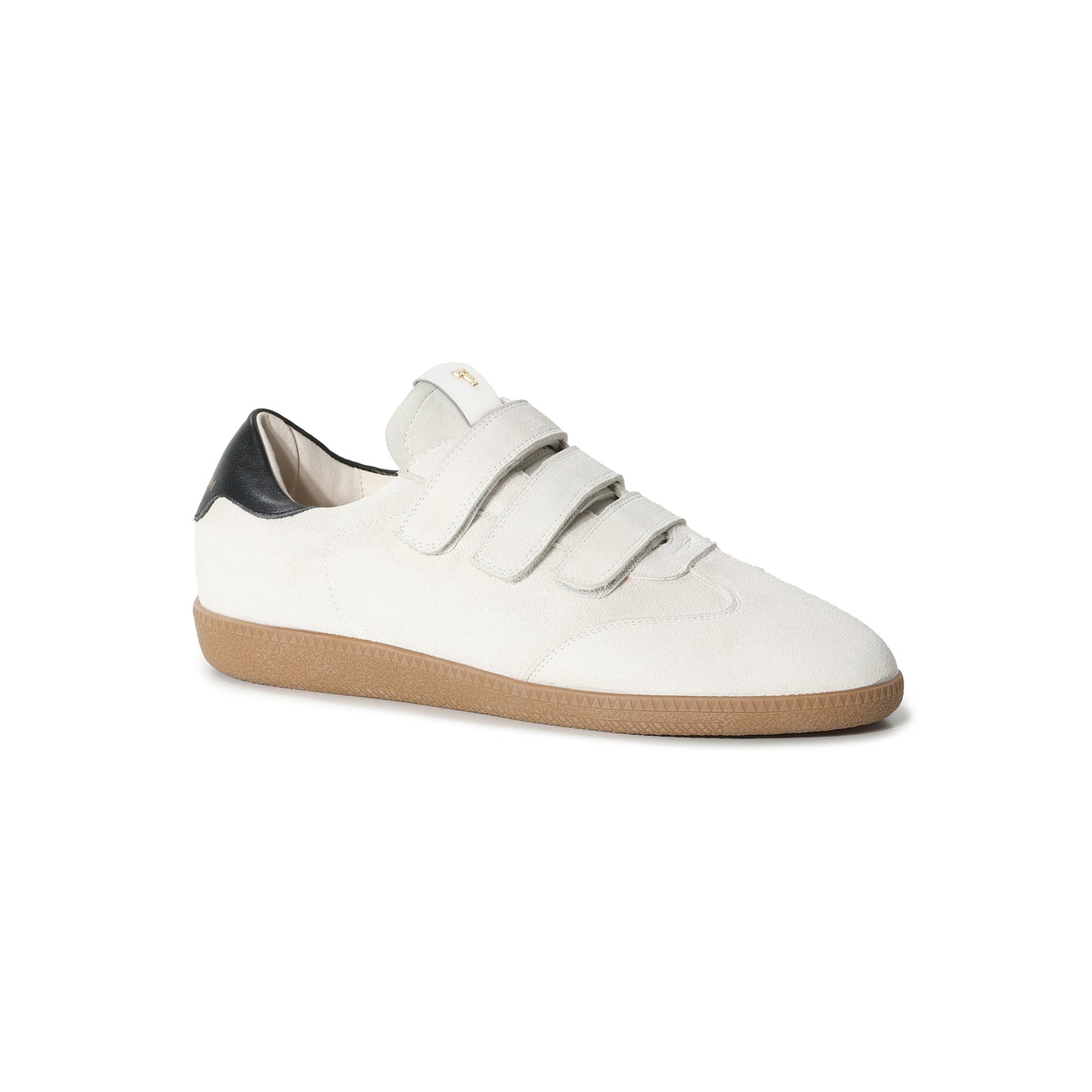Ivory Triple-Strap Suede Sneaker