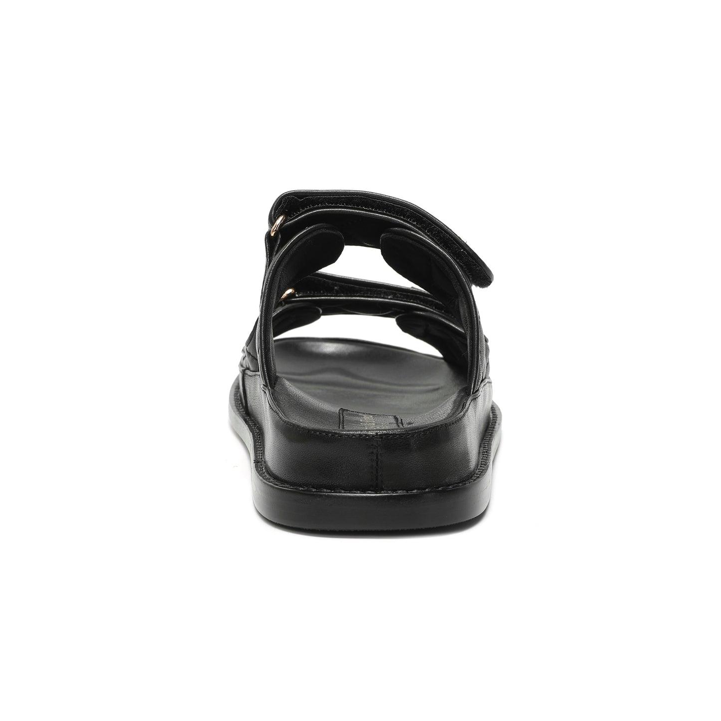 Black Double-Strap Quilted Leather Slide