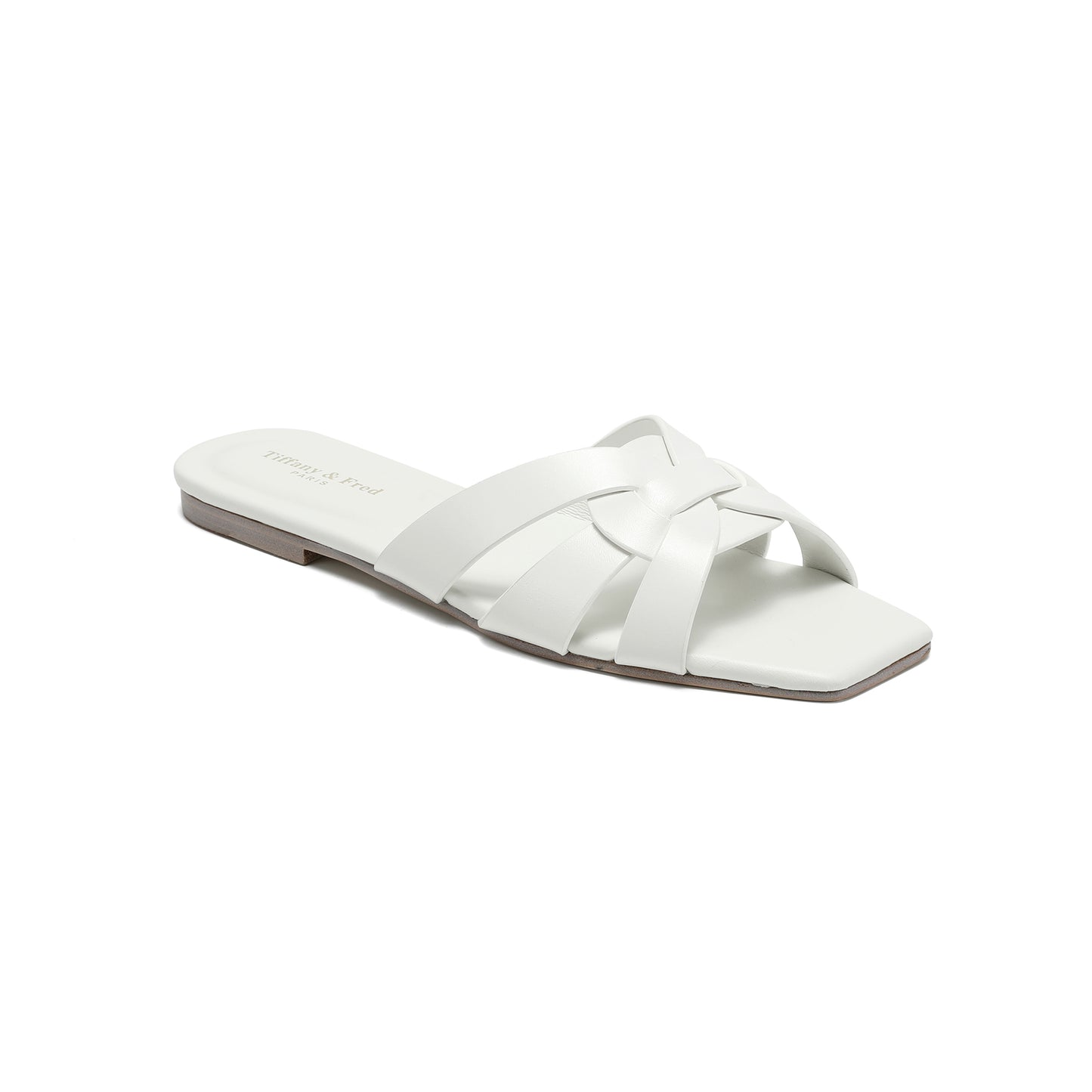 White Tan Interwoven Leather Sandal