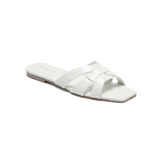 White Tan Interwoven Leather Sandal