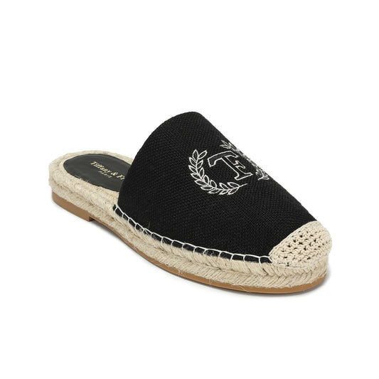 Black Signature Canvas Mule Espadrille