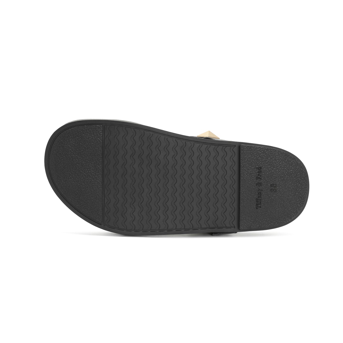 Black Leather Studded Double Crossover Strap Sandal