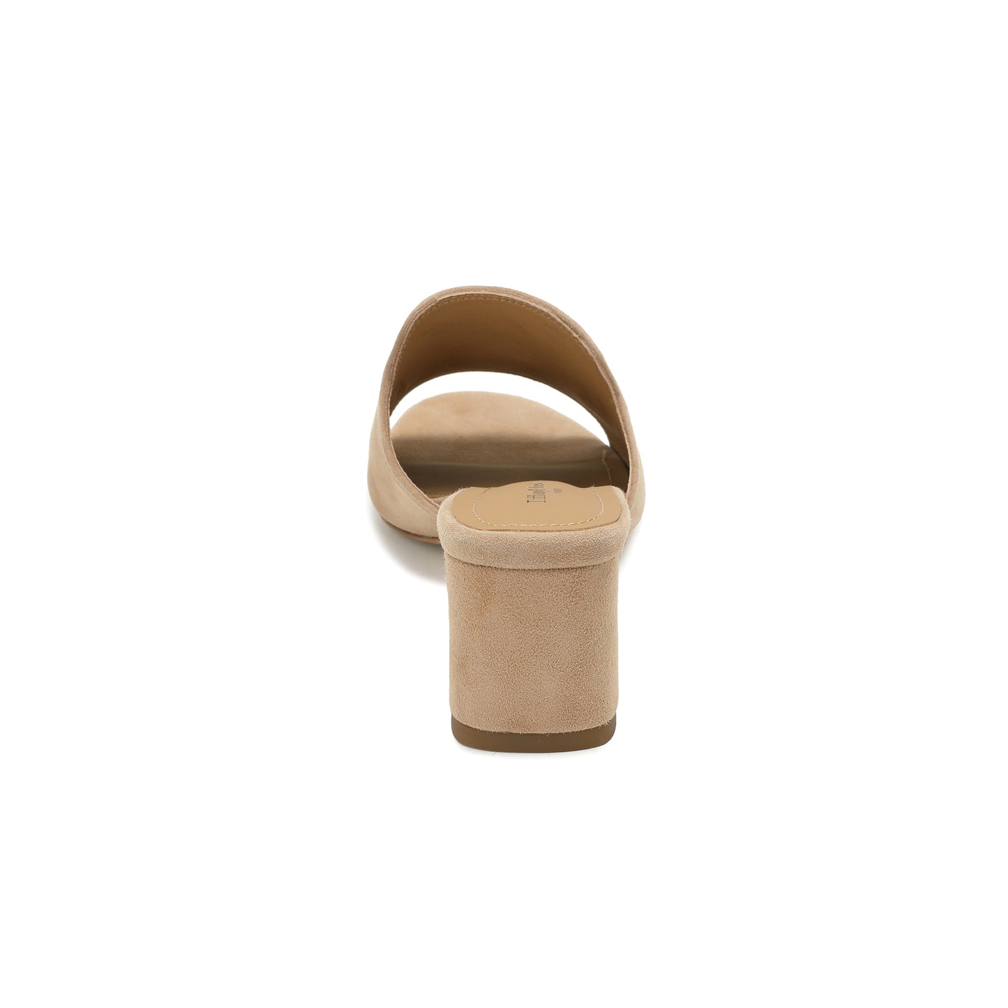 Tan Charm-Accented Suede Leather Heeled Sandal