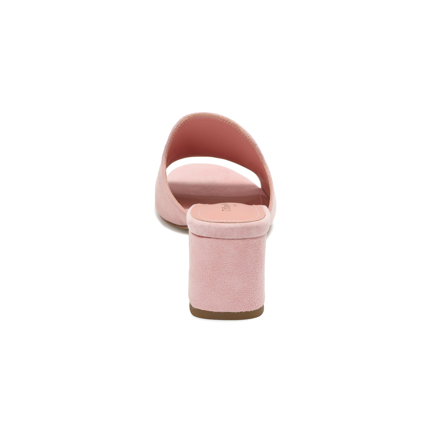 Light Pink Charm-Accented Suede Leather Heeled Sandal