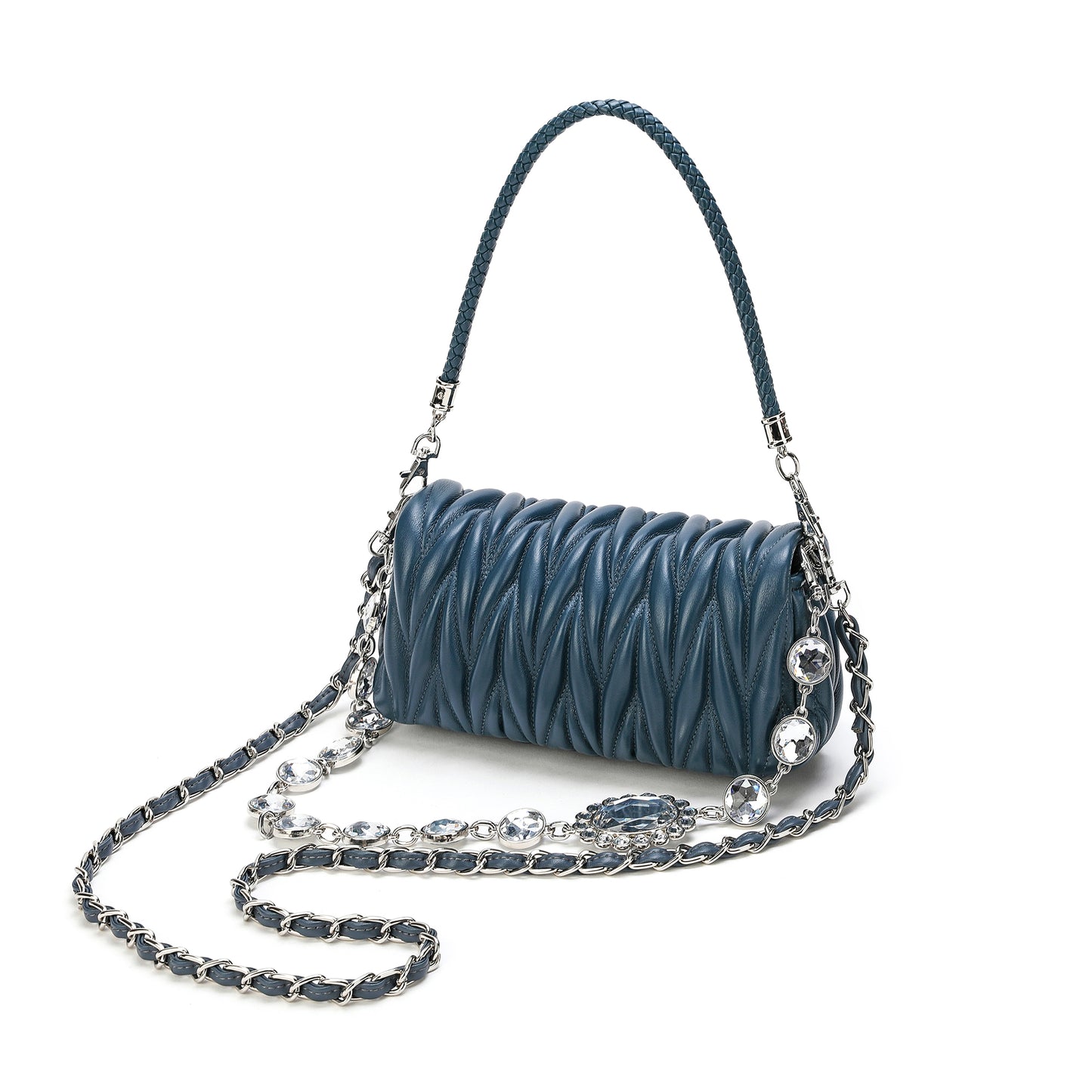 Pleated Sheepskin Shoulder Bag