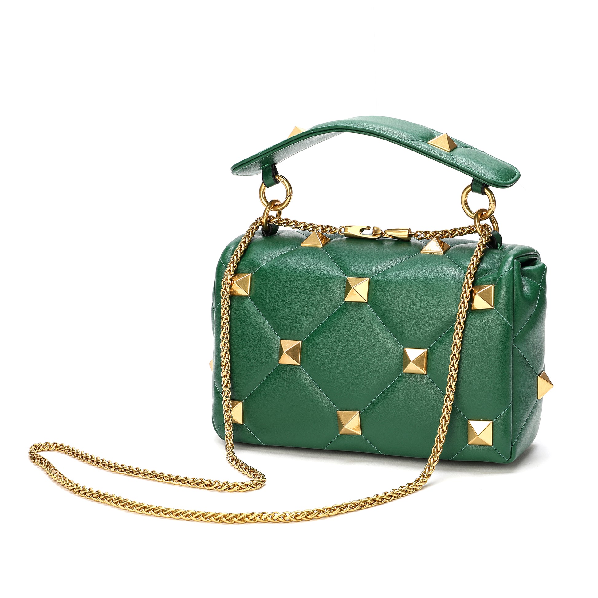 Quilted and Studded Sheepskin Leather Shoulder Bag – Tiffany & Fred Paris