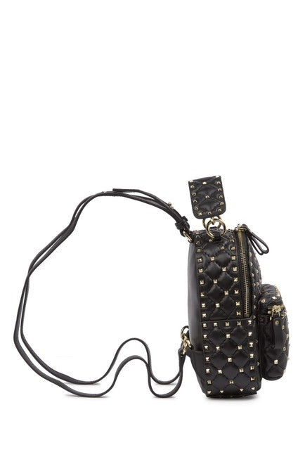 Vale Studded bag with chain strap in quilted leather Color Black