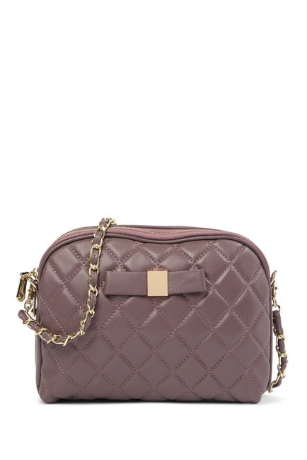 Bow Accent Quilted Leather Shoulder Bag