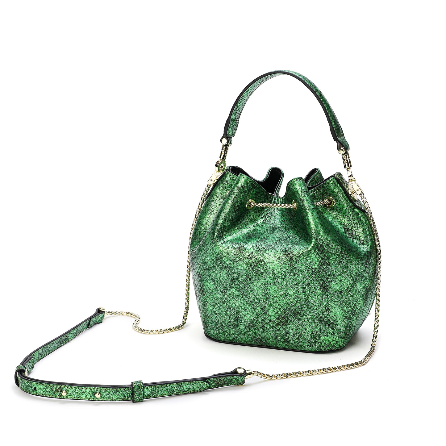 Tiffany & Fred Snake Pattern Leather Drawstring/ Shoulder Bag