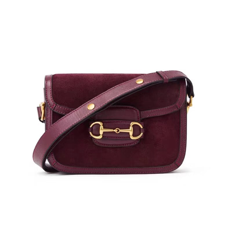 Suede and Leather Flap Messenger Bag