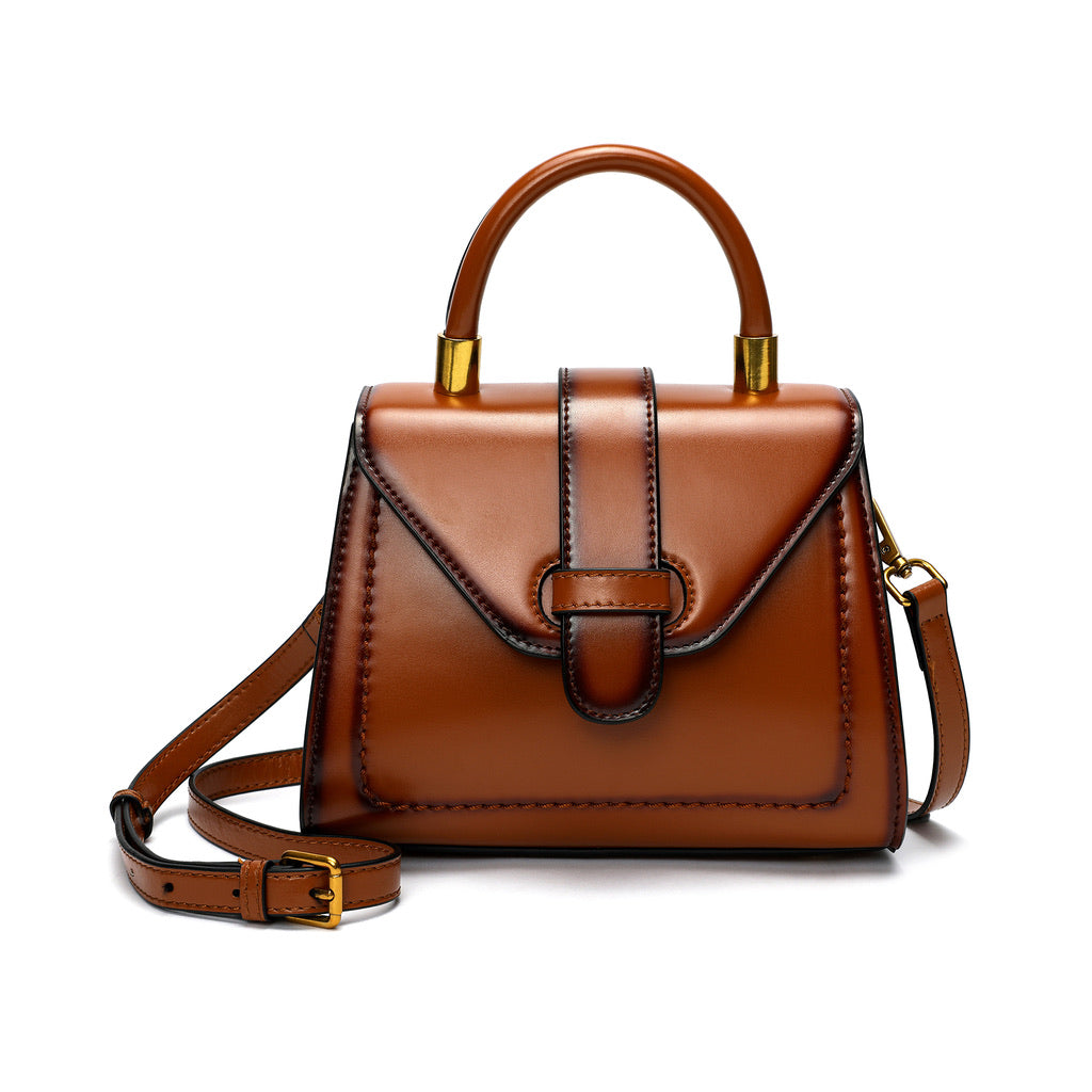 Tiffany & Fred Smooth & Polished Leather Top-Handle Foldover