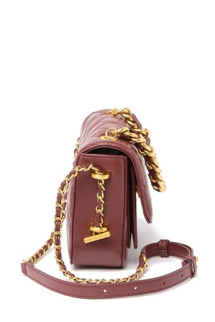 Chain Trimmed Quilted Lambskin Crossbody