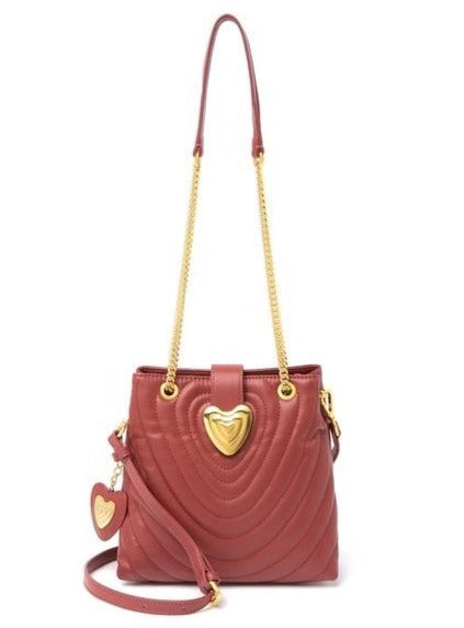 Quilted Leather Heart Strap Tote