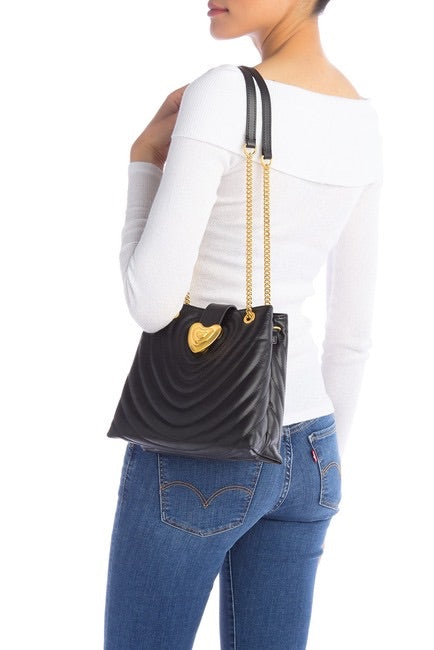 Quilted Leather Heart Strap Tote