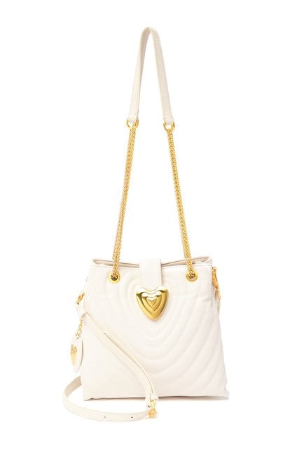 Quilted Leather Heart Strap Tote