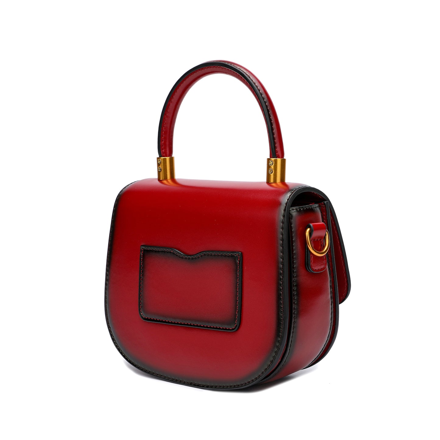 Flap-over Gradient Leather Shoulder Bag