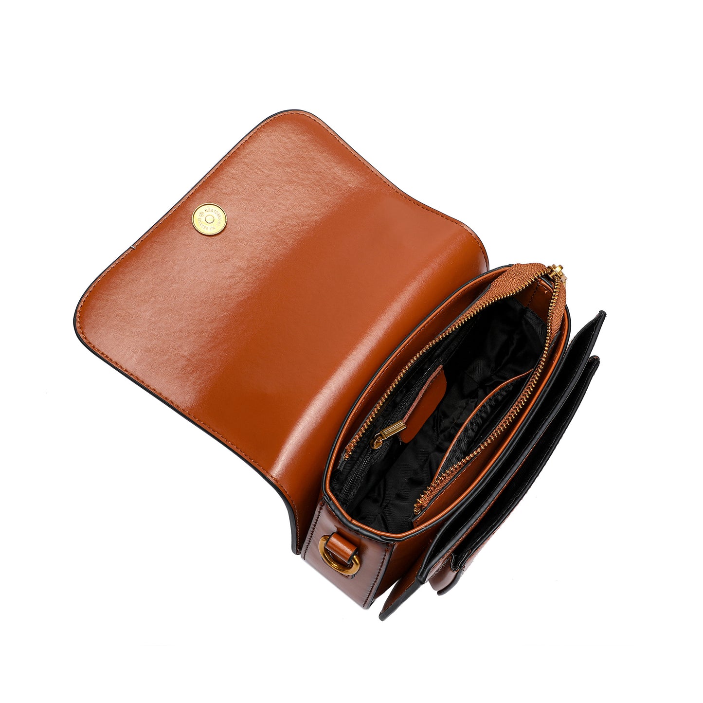 Flap-over Gradient Leather Shoulder Bag