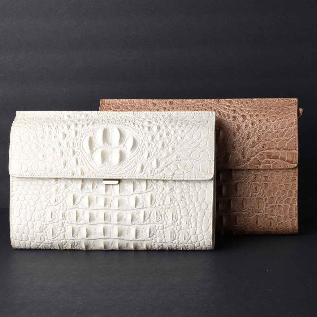Alligator Embossed Leather Clutch