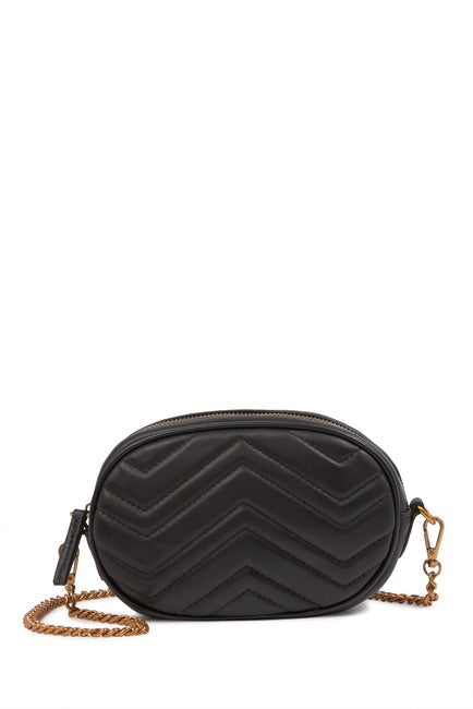 Quilted Chevron Leather Belt Bag
