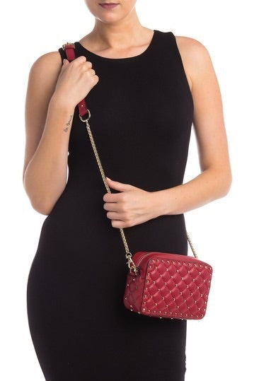Valenté Studded & Quilted Leather Shoulder Bag