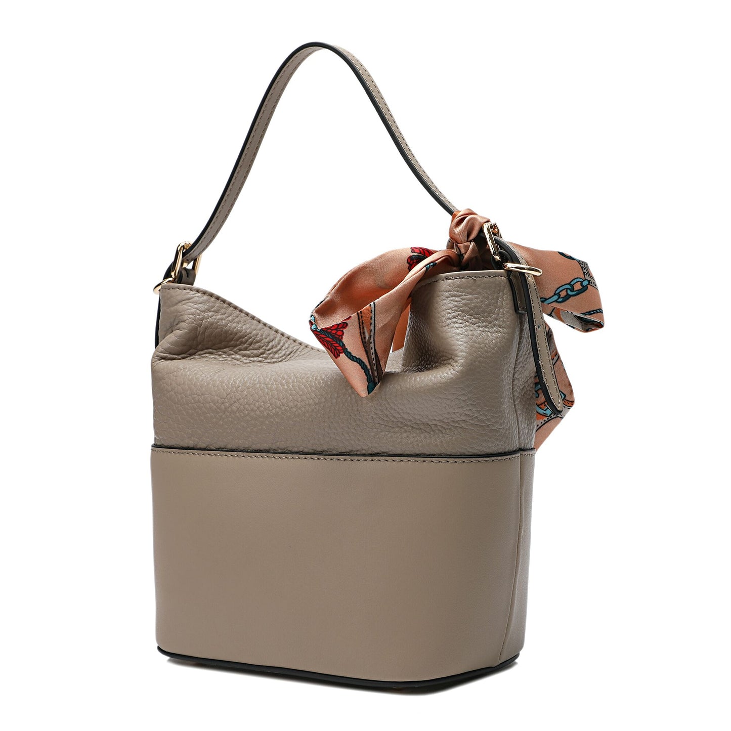 Full-grain Nappa and Grained Leather Shoulder Bag