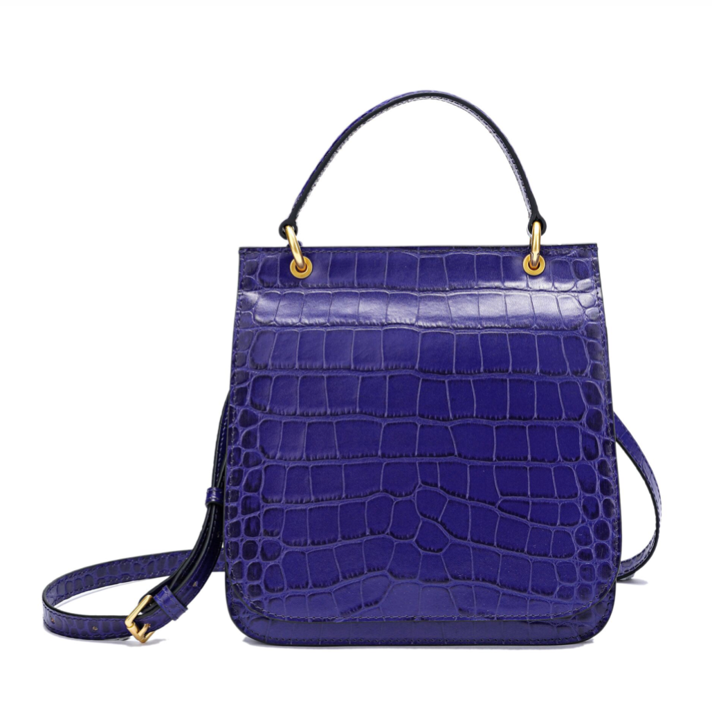 Alligator Embossed Leather Flap-over Shoulder/ Messenger Bag